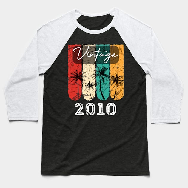 Vintage 2010, born in 2010 vintage birthday gifts, 2010 birthday Baseball T-Shirt by foxfieldgear